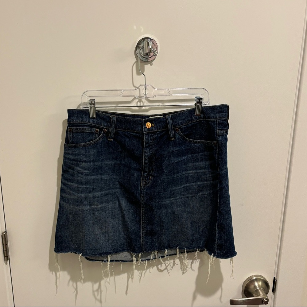 Jcrew frayed denim skirt